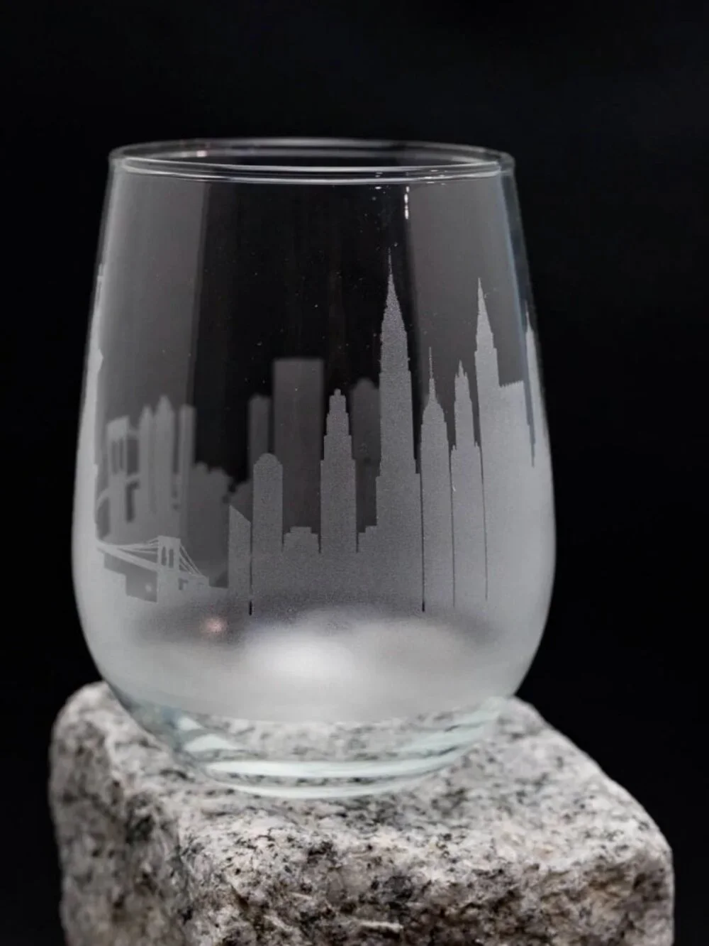 NEW Urban & Etched New York City Etched Stemless Wine Glass - Set of 4